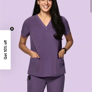 Purple Women's V-Neck Scrub Top+ Pants